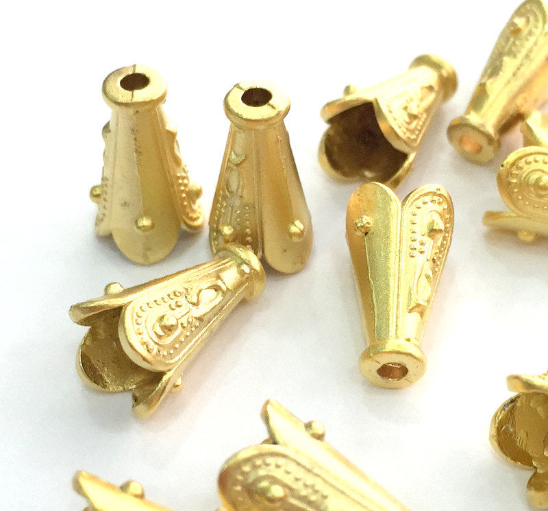 4 Gold Plated Cone Findings (12x8 mm)  G3607