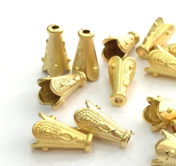 4 Gold Plated Cone Findings (12x8 mm)  G3607