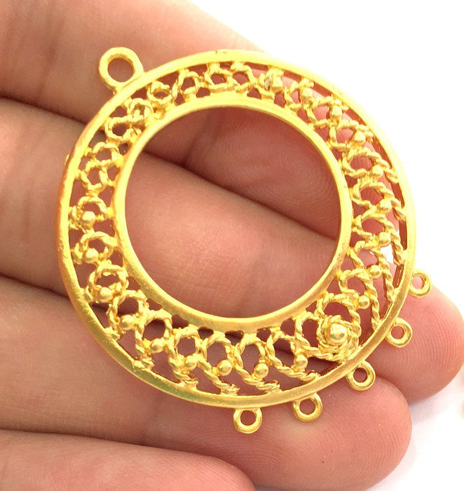 Gold Pendant Earring Component Gold Plated Metal Pendant (40 mm) G3608