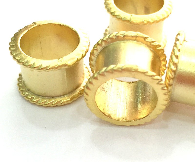 2 Gold Tube Findings ,  Gold Plated Metal  (14x12 mm)   G15093