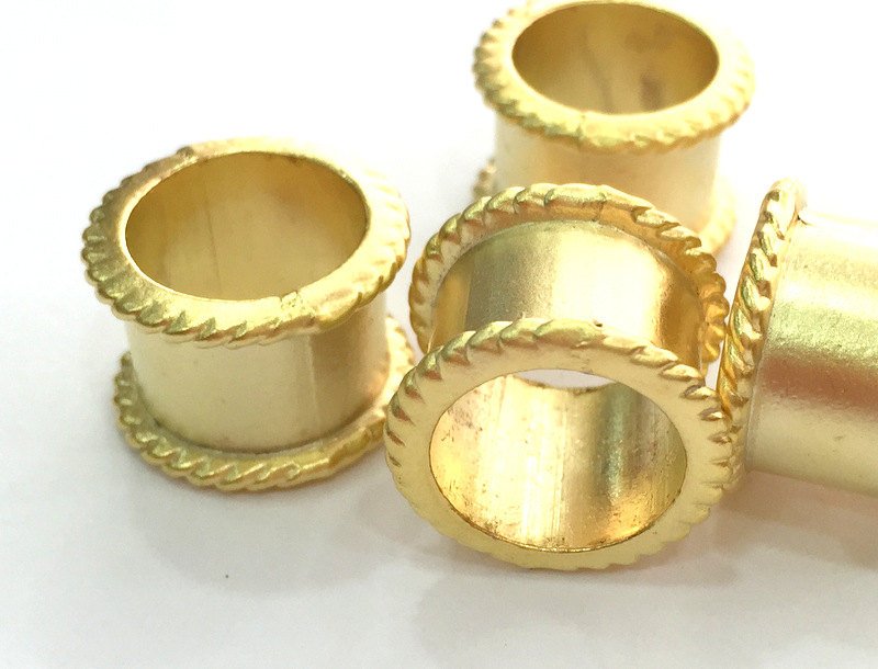 2 Gold Tube Findings ,  Gold Plated Metal  (14x12 mm)   G15093