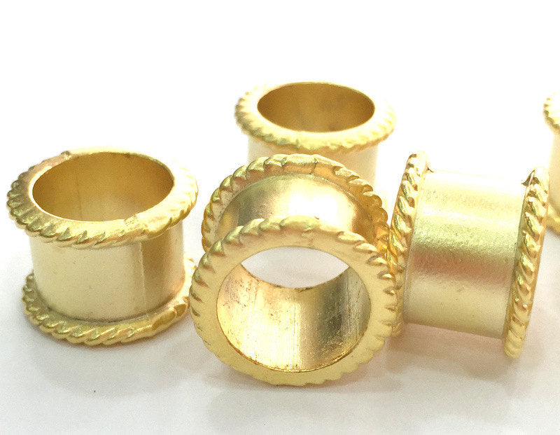 2 Gold Tube Findings ,  Gold Plated Metal  (14x12 mm)   G15093