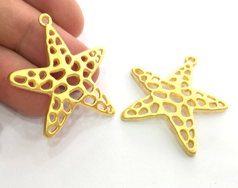 Gold Star Pendants , Gold Plated Metal (35 mm.)  G3614