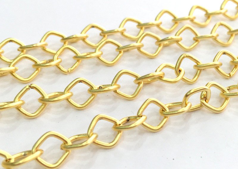 Square Chain Gold Plated Chain 1 Meter - 3.3 Feet  (8 mm)   G9534