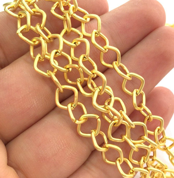 Square Chain Gold Plated Chain 1 Meter - 3.3 Feet  (8 mm)   G9534