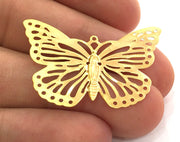 2 Gold Charm Gold Plated  Butterfly Charms  (37x25 mm) ,  G3618