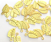 10 Gold Charms Leaf Charms  Gold Plated Brass 10 Pcs (15x7 mm)  G3604
