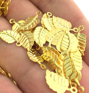10 Gold Charms Leaf Charms  Gold Plated Brass 10 Pcs (15x7 mm)  G3604