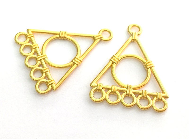 2 Gold Plated Triangle Charm Connector (33x23 mm)  G3605