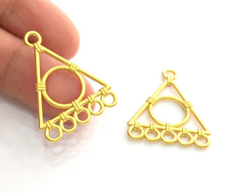 2 Gold Plated Triangle Charm Connector (33x23 mm)  G3605