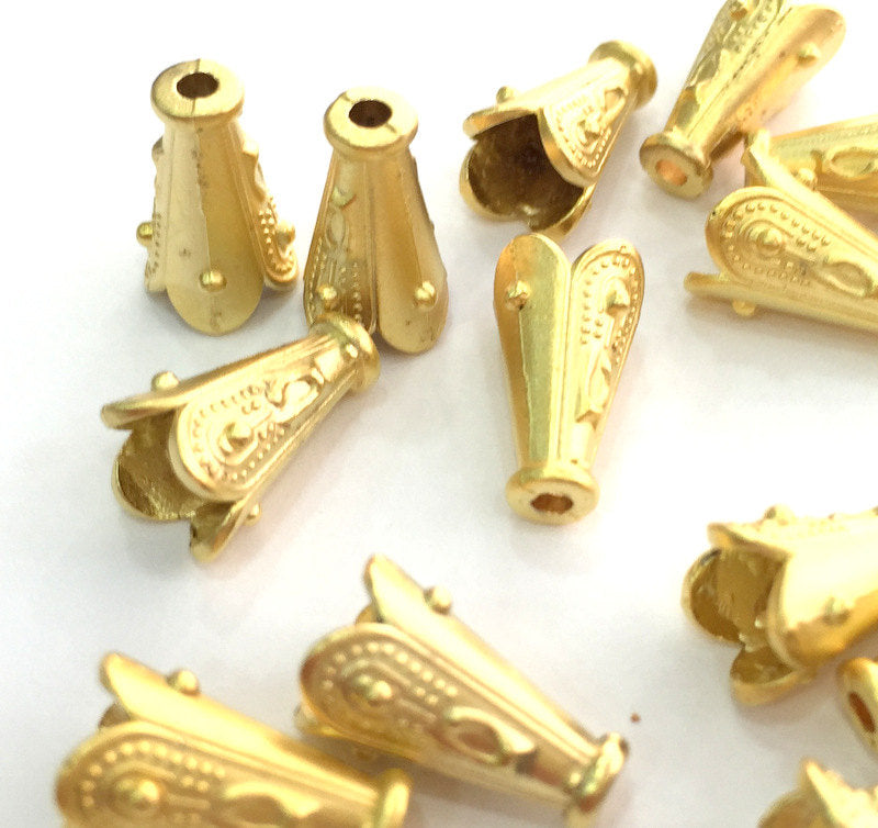 4 Gold Plated Cone Findings (12x8 mm)  G3607
