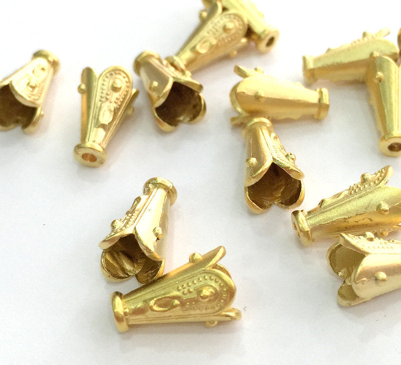 4 Gold Plated Cone Findings (12x8 mm)  G3607