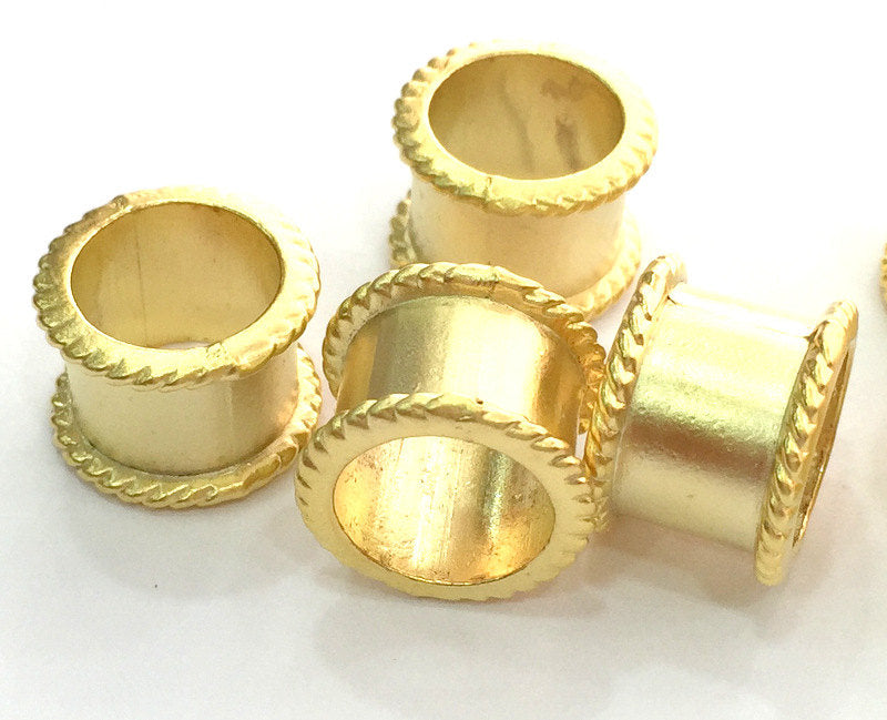 2 Gold Tube Findings ,  Gold Plated Metal  (14x12 mm)   G15093