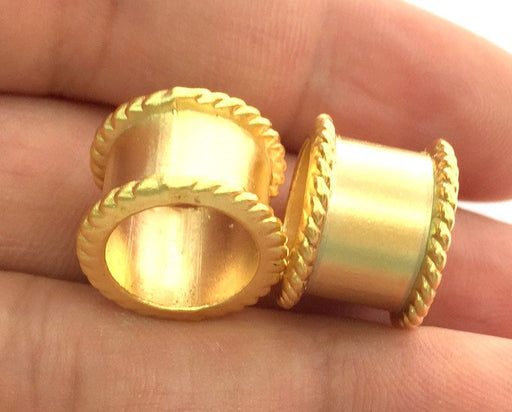 2 Gold Tube Findings ,  Gold Plated Metal  (14x12 mm)   G15093