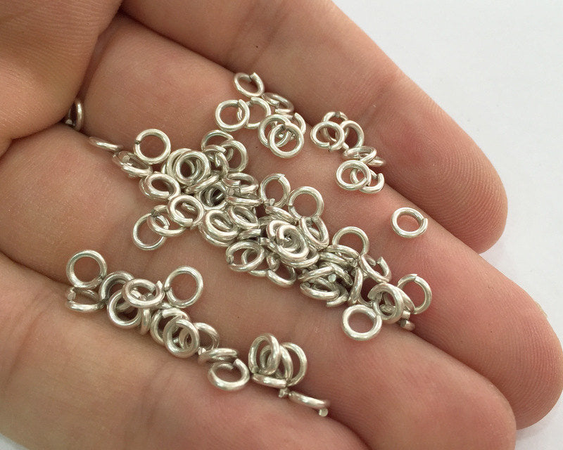 50 Pcs (5 mm) Antique Silver Plated Brass Strong jumpring ,Findings G3611