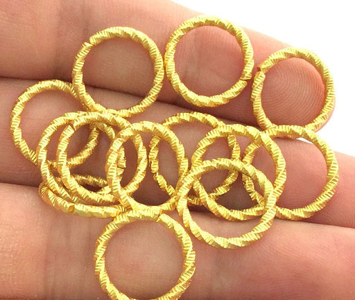 5 Gold Plated Brass Strong  jumpring ,Findings 5 Pcs (15 mm) G3609