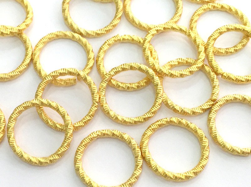 5 Gold Plated Brass Strong  jumpring ,Findings 5 Pcs (15 mm) G3609