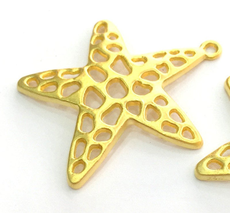 Gold Star Pendants , Gold Plated Metal (35 mm.)  G3614