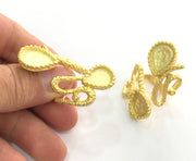 Adjustable Ring Blank (16x12mm and 14x10mm Blank) , Gold Plated Brass G3644