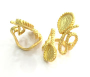 Adjustable Ring Blank (16x12mm and 14x10mm Blank) , Gold Plated Brass G3644