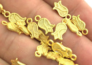 10 Pcs (12x7 mm)  Tulip Charms , Gold Plated Metal G3639