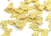 10 Pcs (12x7 mm)  Tulip Charms , Gold Plated Metal G3639