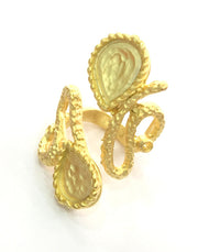 Adjustable Ring Blank (16x12mm and 14x10mm Blank) , Gold Plated Brass G3644