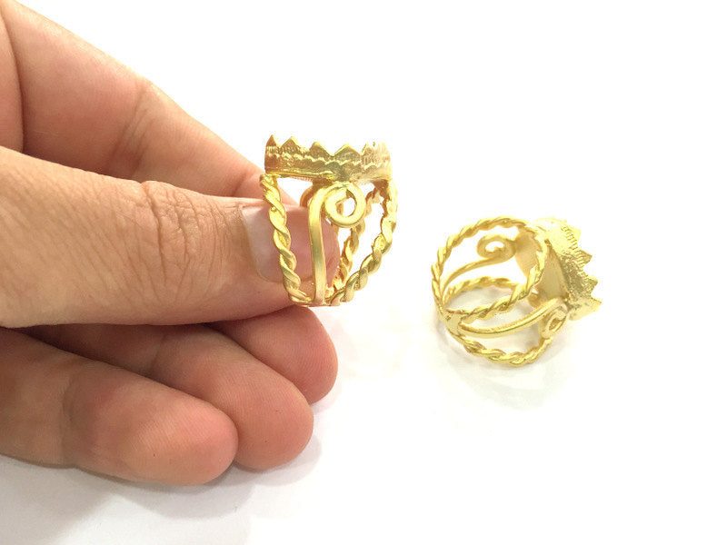 Adjustable Ring Blank, (20x20mm heart blank ) Gold Plated Brass G3662