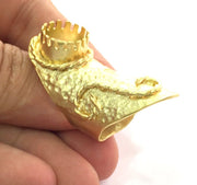 Adjustable Ring Blank, (12mm blank ) Gold Plated Brass G3670