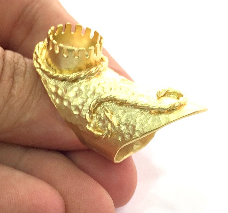 Adjustable Ring Blank, (12mm blank ) Gold Plated Brass G3670