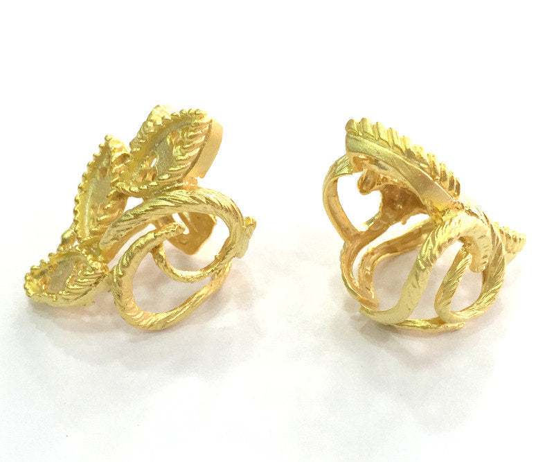 Adjustable Ring Blank, ( 16x8 mm blank ) Gold Plated Brass G3674