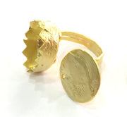 Adjustable Ring Blank, ( 18x13 mm drop and 20mm blank ) Gold Plated Brass G3678