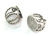 Adjustable Ring Blank, (22 mm blank) Antique Silver Plated Brass G3683