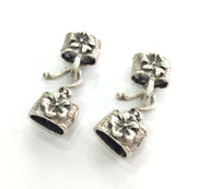 2 sets  Antique Silver Plated Brass Hook Clasp, Fold Over Crimp Heads,Findings  G3686