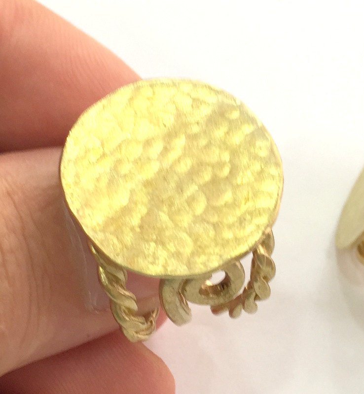 Raw Brass Ring Blank Bezel Settings Cabochon Base Mountings  Adjustable Ring Blank  (22mm Blank)  G3693