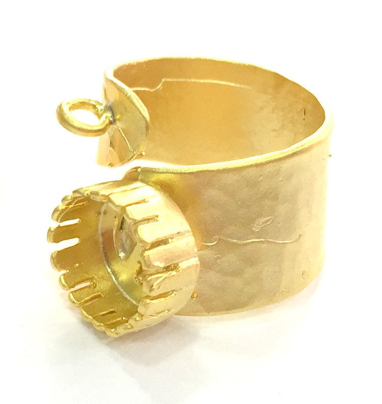 Adjustable Ring Blank, (10mm blank ) Gold Plated Brass G3668