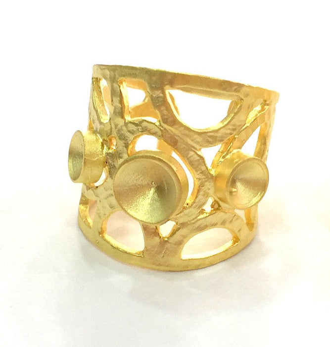 Adjustable Ring Blank, (6mm and 5mm blank ) Gold Plated Brass G3672