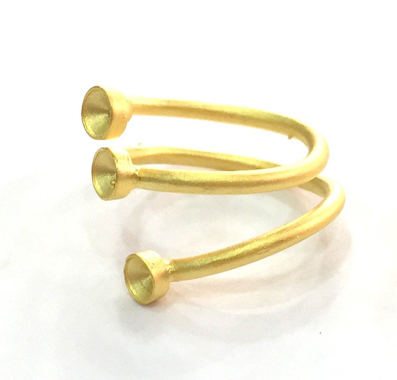 Adjustable Ring Blank, ( 4 mm blank ) Gold Plated Brass G3676