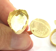 Adjustable Ring Blank, ( 18x13 mm drop and 20mm blank ) Gold Plated Brass G3678