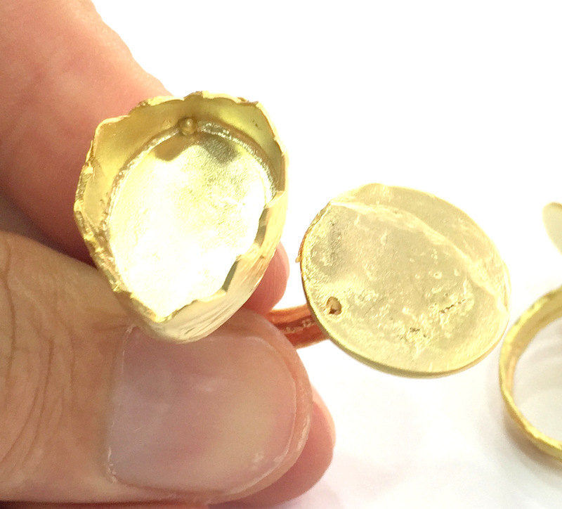 Adjustable Ring Blank, ( 18x13 mm drop and 20mm blank ) Gold Plated Brass G3678