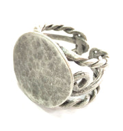 Adjustable Ring Blank, (22 mm blank) Antique Silver Plated Brass G3683