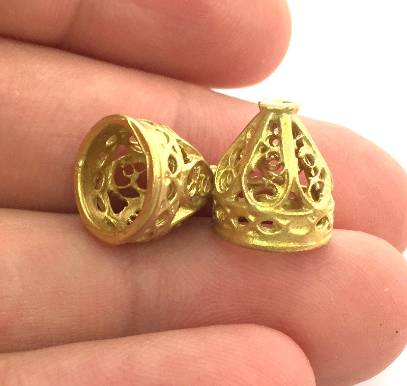 2 Raw Brass Cones  Findings 14x12mm G3692