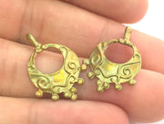 2 Raw Brass Charms 25x16 mm G3697