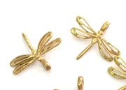 2 Raw Brass Charm Dragonfly Charms 29x25mm G3705