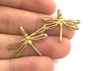 2 Raw Brass Charm Dragonfly Charms 29x25mm G3705