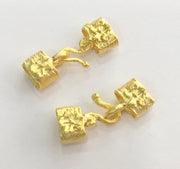 2 sets  Hook Clasp, Fold Over Crimp Heads  Findings  ,  Gold Plated Brass G3712