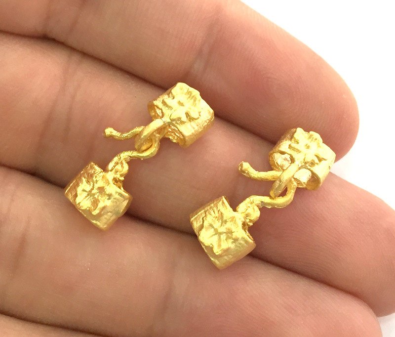 2 sets  Hook Clasp, Fold Over Crimp Heads  Findings  ,  Gold Plated Brass G3712