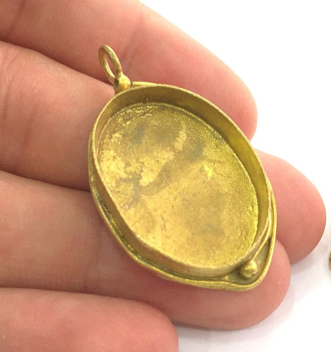 Raw Brass  Bezel Settings, (30x22mm blank) Cabochon Base,Mountings G3713