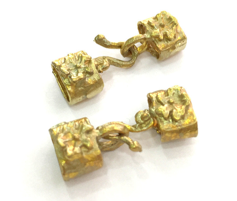 2 Sets Raw Brass Hook Clasp 32x8mm G3716