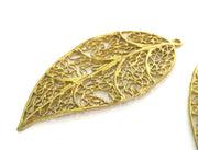 Raw Brass Leaf Pendant 42x40mm G3717